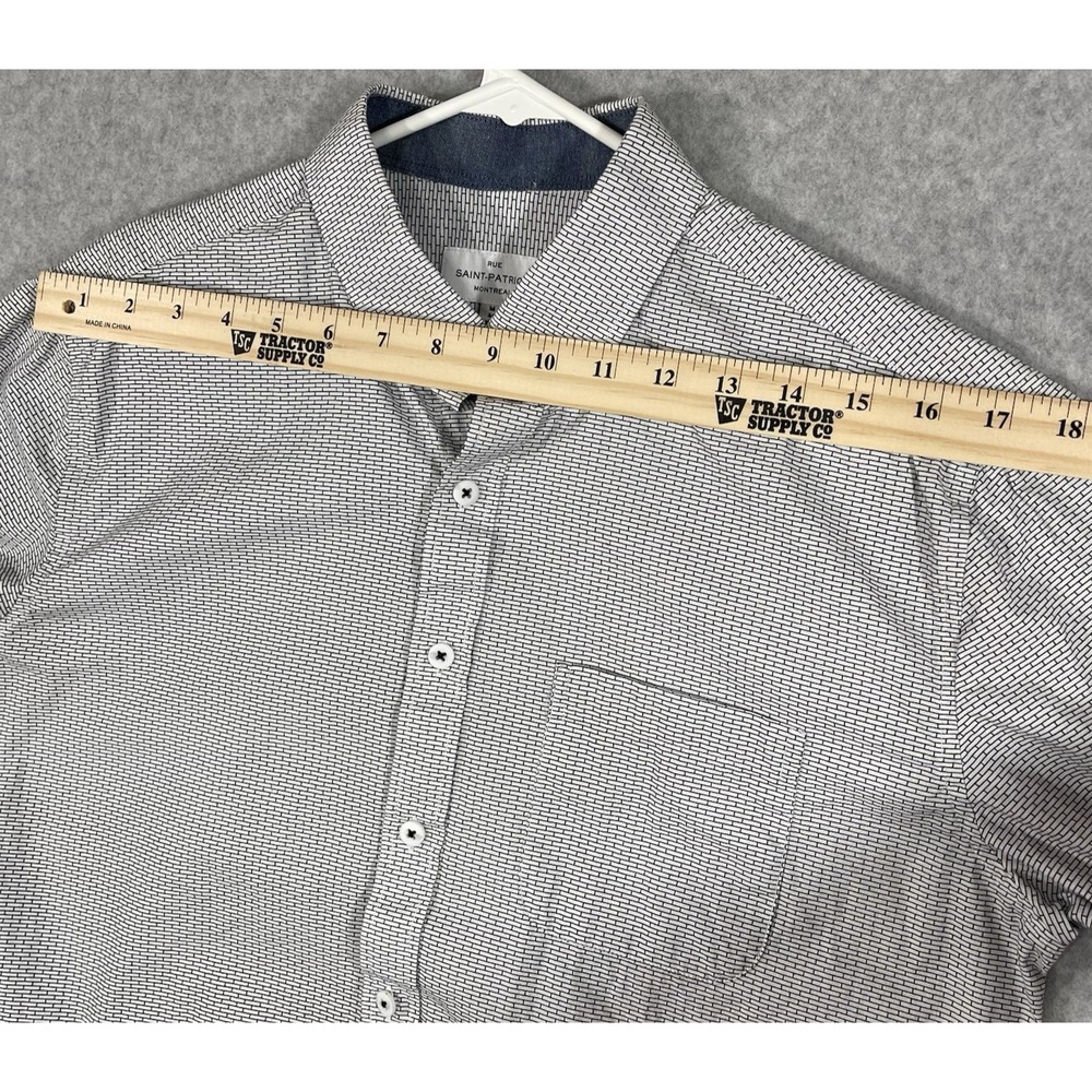 Rue Saint-Patrick Men's Shirt Size Medium Long Sleeve Button‎ Front Black White - Picture 3 of 10